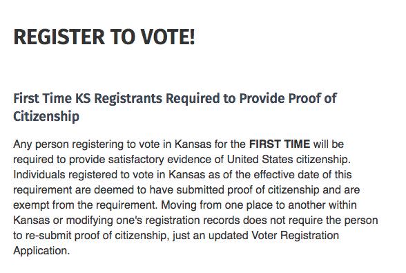 A section of the Riley County website that says first-time voters need to prove their citizenship.&nbsp; (Photo: Riley County website)