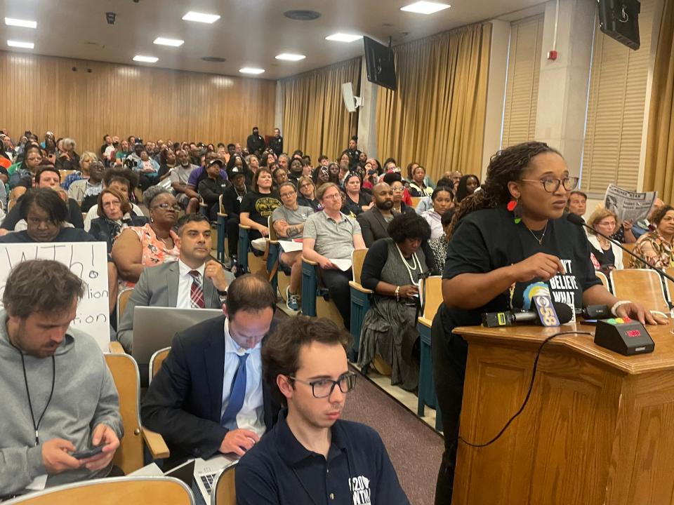 Milwaukee Public Schools teacher Angela Harris shares demands for the school board, including terminating the superintendent and conducting an equity audit.