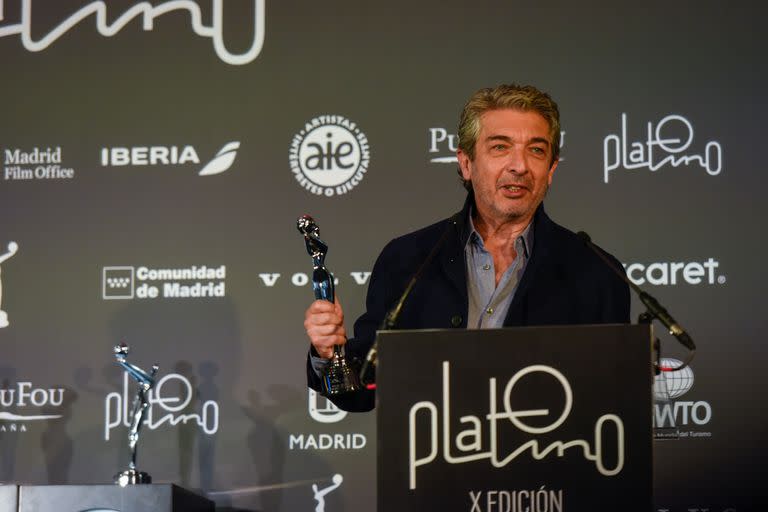 Darín durante el fin de semana, cuando se alzó con el premio del público en los Premios Platino como mejor actor por Argentina, 1985