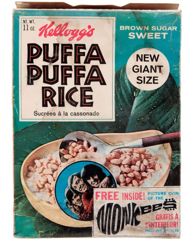 1960s Kellogg's Puffa Puffa Rice box with The Monkees