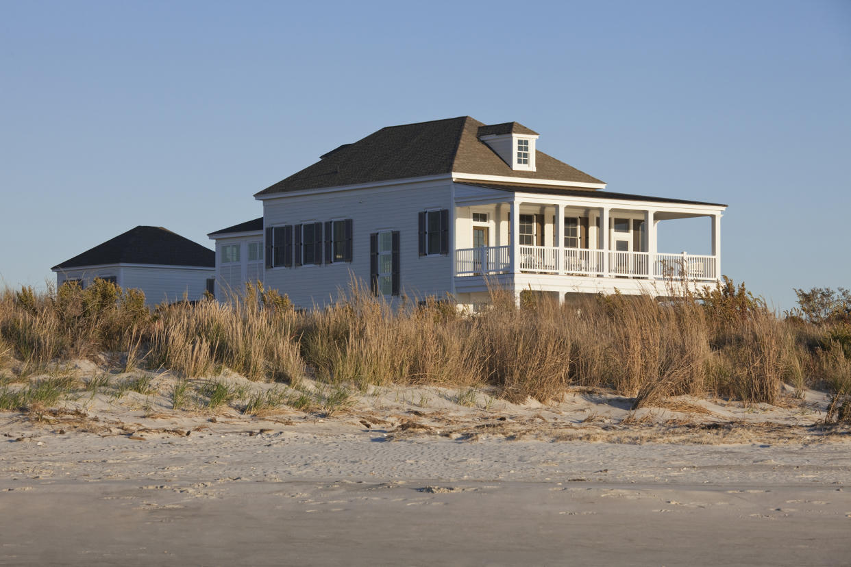 An example of a beach house that inspires the 'coastal grandmother' aesthetic. (Ariel Skelley / Getty Images)