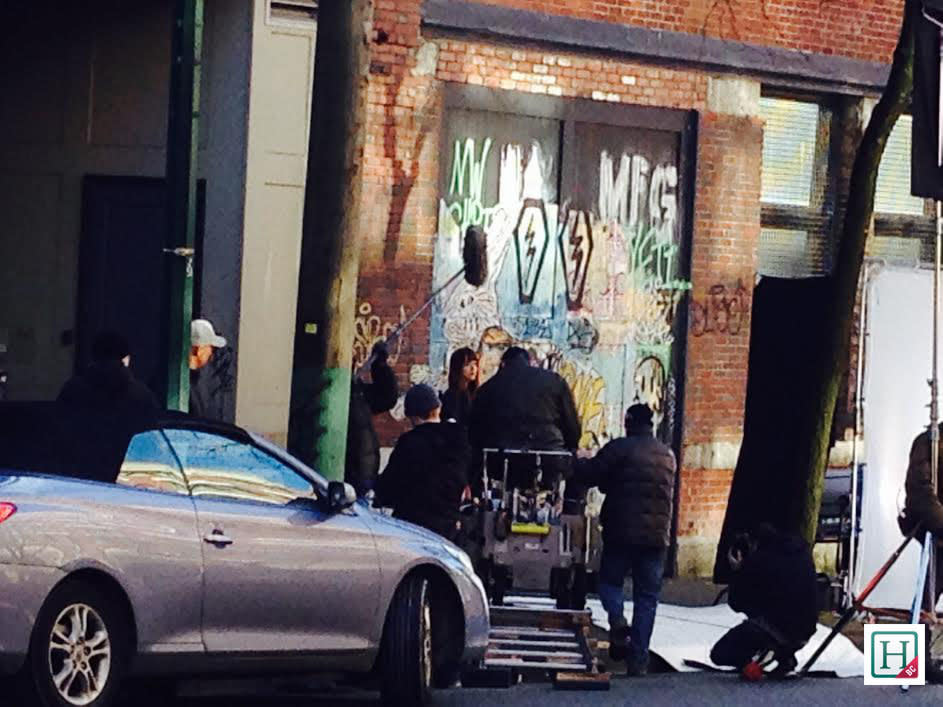 Dakota Johnson films a 'Fifty Shades Of Grey' scene in Vancouver.