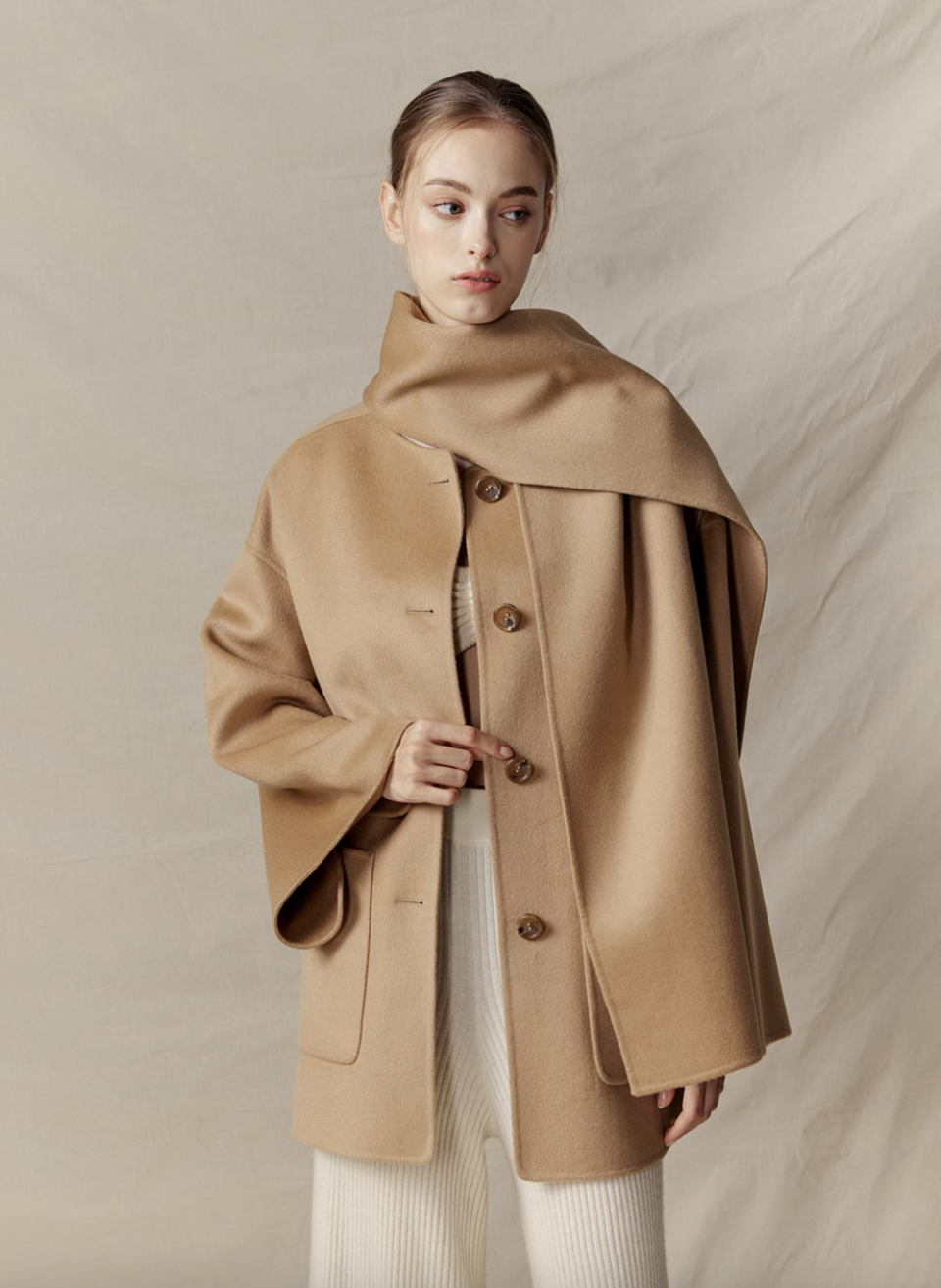 Short Scarf Wool Coat (photo via NAP)