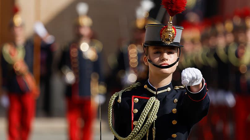 Prinizessin Leonor, Erbin des spanischen Throns, nimmt an einer Flaggen-Zeremonie in der Militärakadamie von Saragossa teil, 7. Oktober 2023