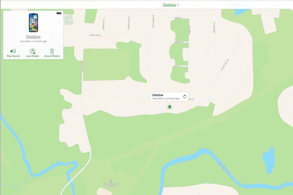 The Find My iPhone app showing a map of where an iPhone has been.
