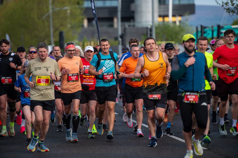 Runners completing the Newport Marathon
