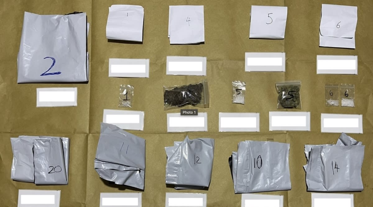 Some of the controlled drugs and drug paraphernalia recovered from a 17-year-old student in the vicinity of Jurong West Street 93 in a CNB operation conducted on 10 January 2023. (PHOTO: CNB)