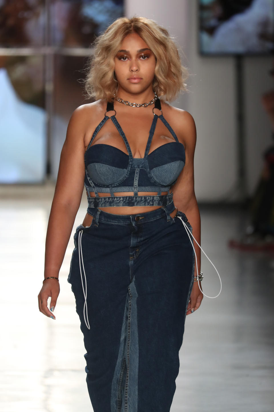 Jordyn Woods walks the runway at the 2018 Chromat show. 