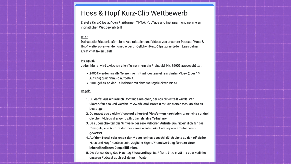 So können Creator Geld mit Hoss & Hopf Clips verdienen. - Copyright: Google / Hoss & Hopf / Collage: Business Insider