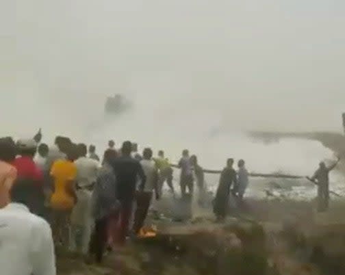 <p>Unverified video showed fire and smoke at the scene and emergency crews using water cannons to douse the area</p> (Khal Bussie/Twitter)