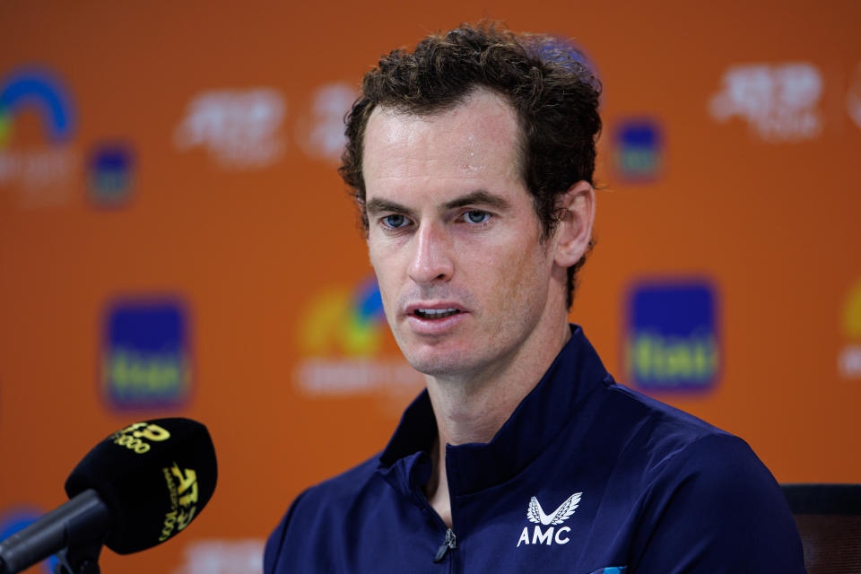 Andy Murray, pictured here speaking to the media at the Miami Open.