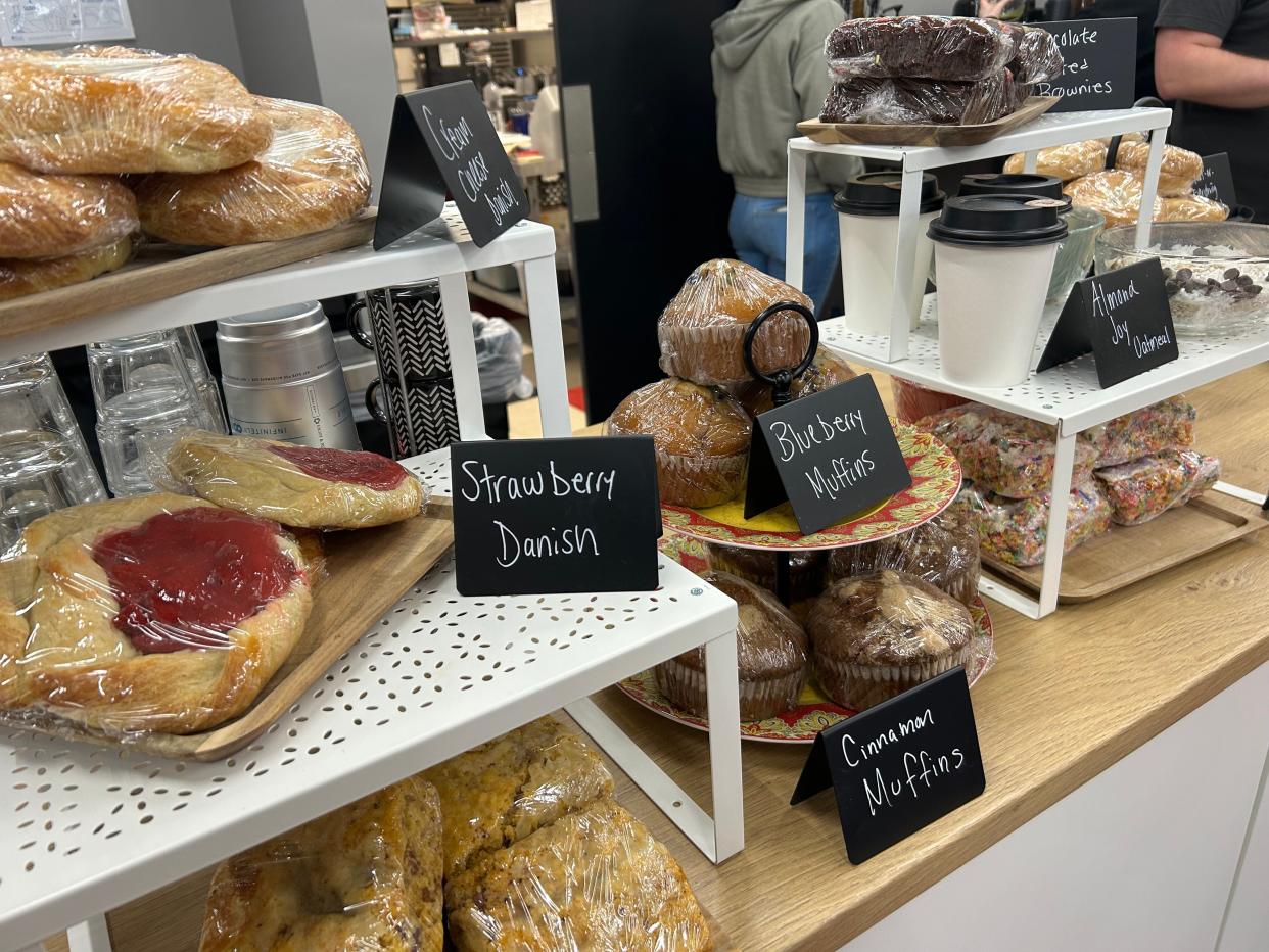 Part of the pastry counter at Wampum Coffee Co.