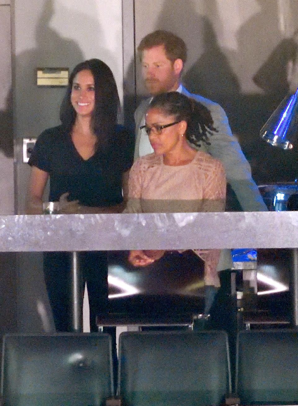 Meghan and Harry were spotted with Doria at the Invictus Games last year. Photo: Getty