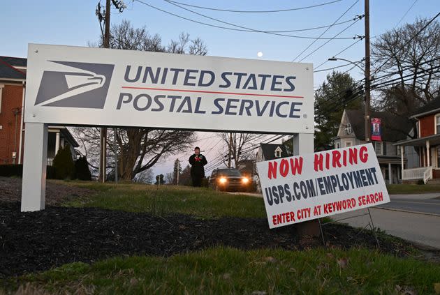 Openings at the post office in Quarryville, Pennsylvania, are advertised on March 5. A former part-time postal worker named Gerald Groff sued the United States Postal Service claiming religious discrimination because he was being forced to work on Sundays. His case was recently reviewed by the Supreme Court.