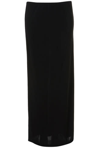 Black crepe skirt, $70, by Topshop