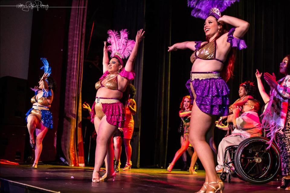 “Azúcar: A Latine Pride Experience,” featuring Papaya Magic Cabaret (in foreground), aims to spread love and acceptance and celebrate community through burlesque with two Olympia shows on Saturday, June 15.