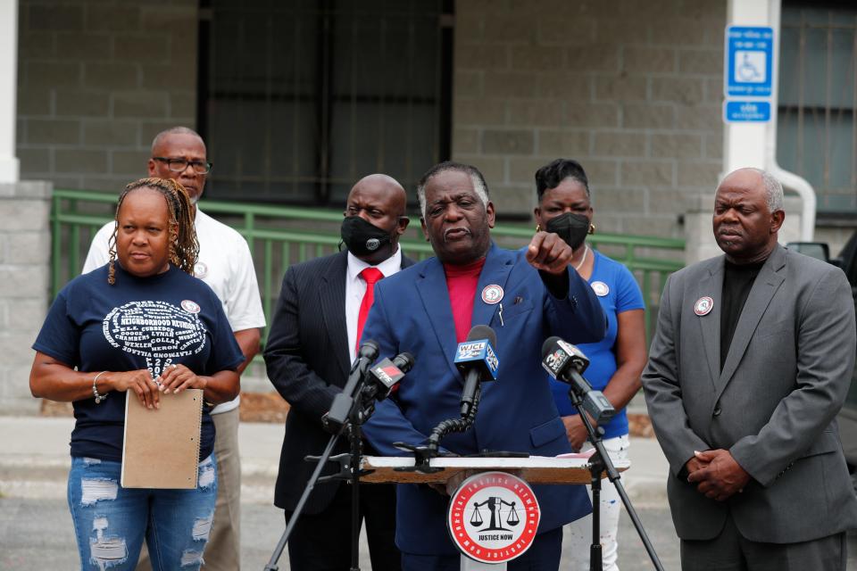 Elder James Johnson talks about the shooting death of Saudi Arai Lee during a press conference on Wednesday June 29 in Carver Village. Lee was killed by a Savannah Police officer on Friday June 24, 2022.