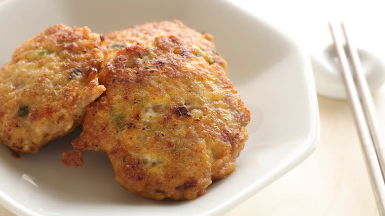 plate of fried tofu cakes