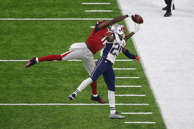 Atlanta Falcons wide receiver Julio Jones (11) is interviewed