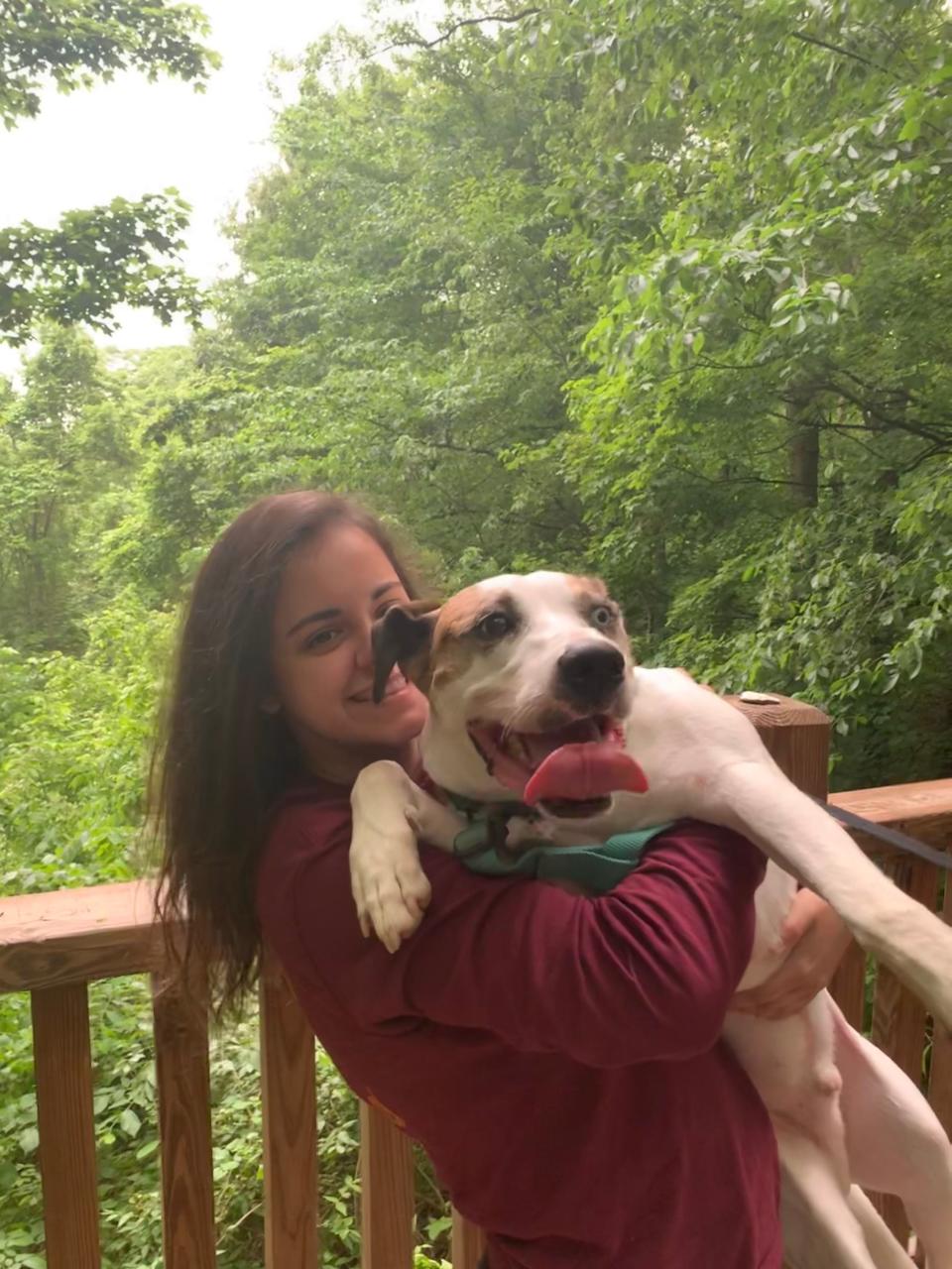 Reporter Megan Becker and her rescue dog, Roco, at Chestnut Ridge Metro Park in Carroll, OH on June 5, 2020.