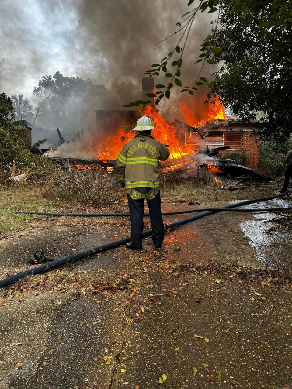 Tallahassee Firefighters extinguish large house fire on Mahan Drive Monday evening.