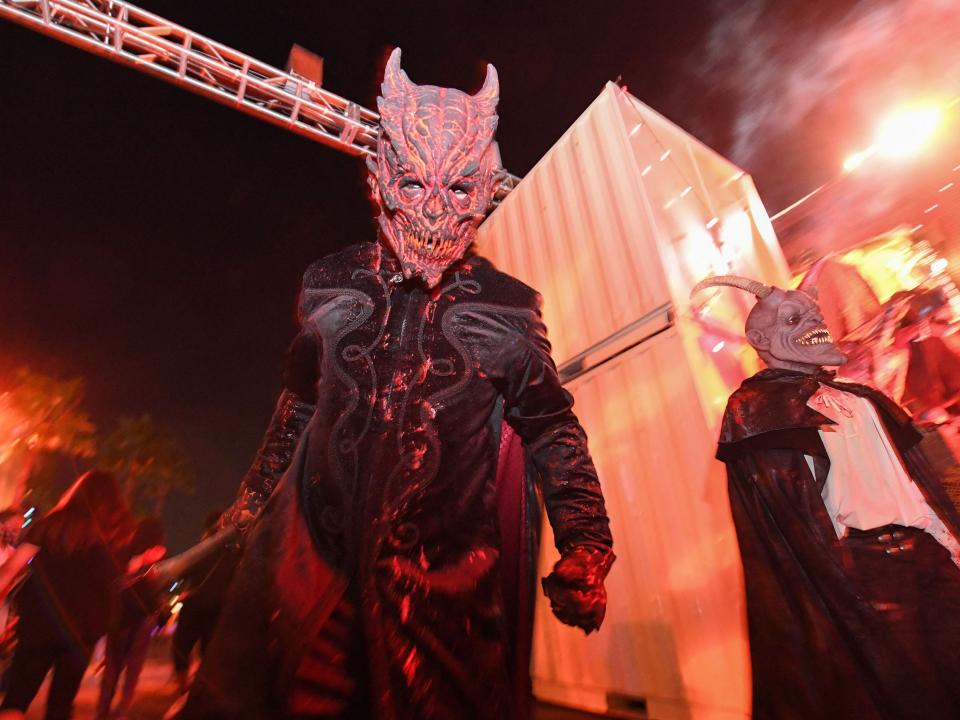 A scareactor walked through Universal Studios Hollywood's Halloween Horror Nights in 2021.