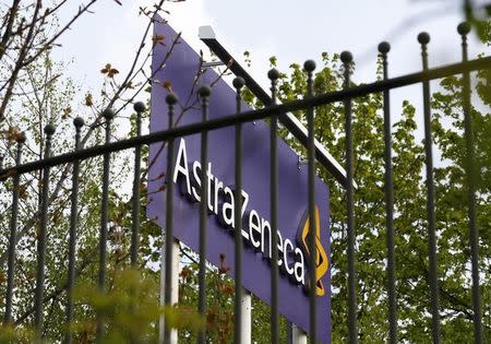 FILE PHOTO: A sign is seen at an AstraZeneca site in Macclesfield, central England April 28, 2014. REUTERS/Darren Staples