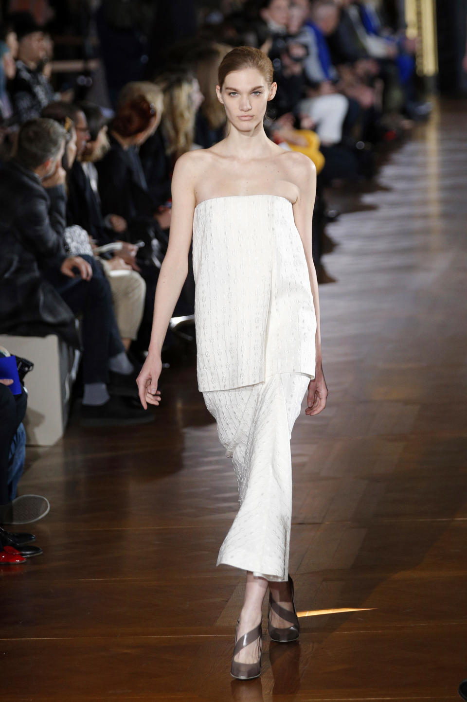 A model wears a creation by fashion designer Stella McCartney for her Fall/Winter 2013-2014 ready to wear collection, in Paris, Monday, March, 4, 2013. (AP Photo/Christophe Ena)