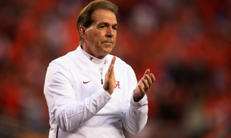 alabama head coach nick saban at the national title game