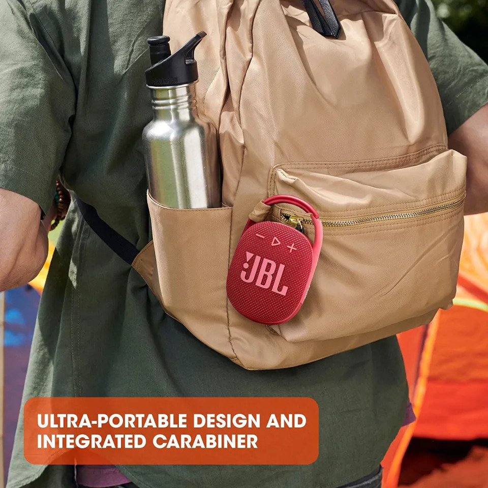 The JBL Clip 4 is pint-sized and perfect to attach to whatever bag you've got with you.