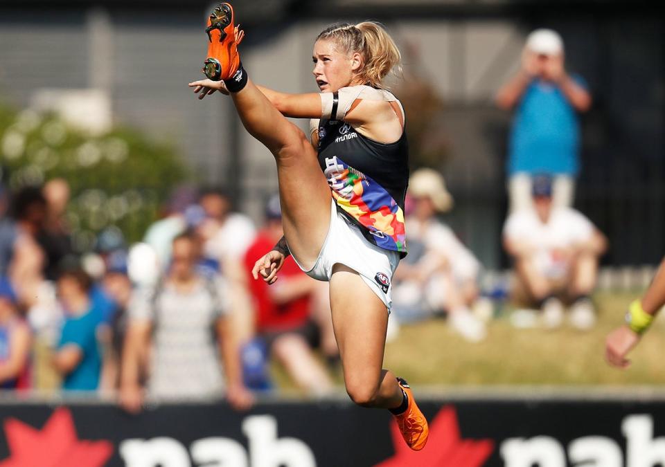 The amazing image of Tayla Harris. (Photo by Michael Willson/AFL Media)