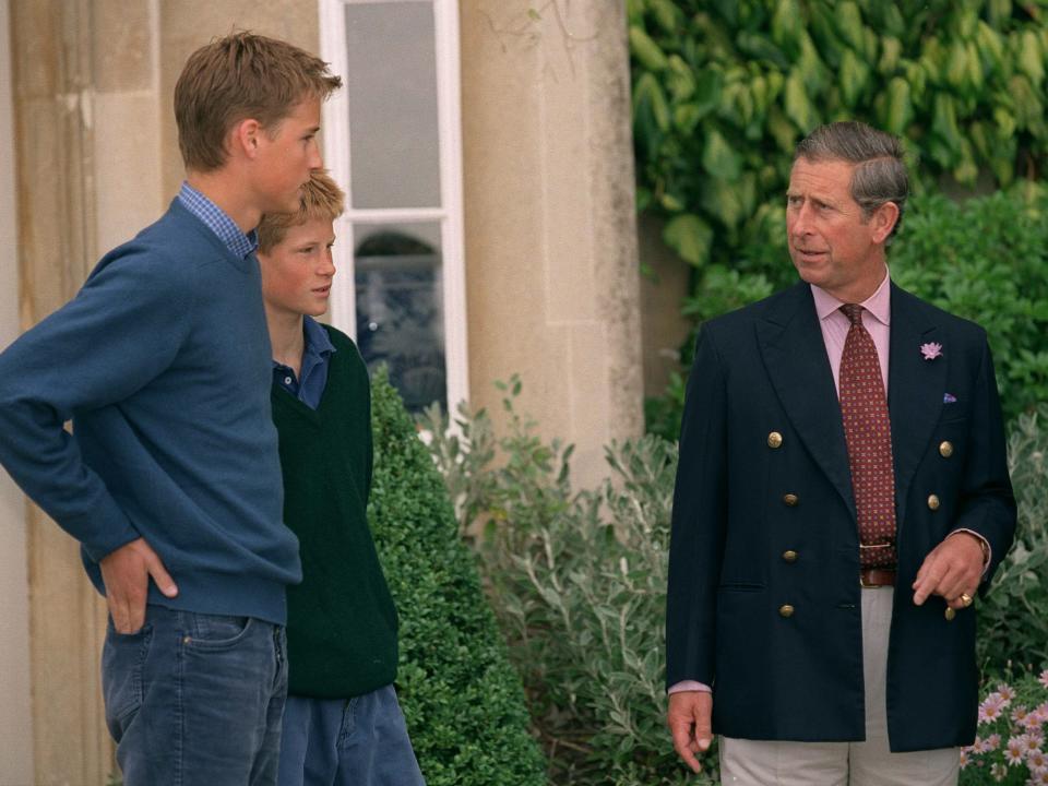 Prince William, Prince Harry, and Charles in 1999