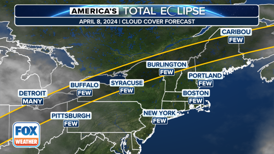 <div>Northeast eclipse cloud cover forecast. (FOX Weather)</div>