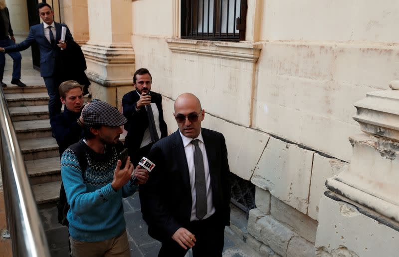 Maltese businessman Yorgen Fenech, who was arrested in connection with an investigation into the murder of journalist Daphne Caruana Galizia, speaks to media outside the Courts of Justice in Valletta