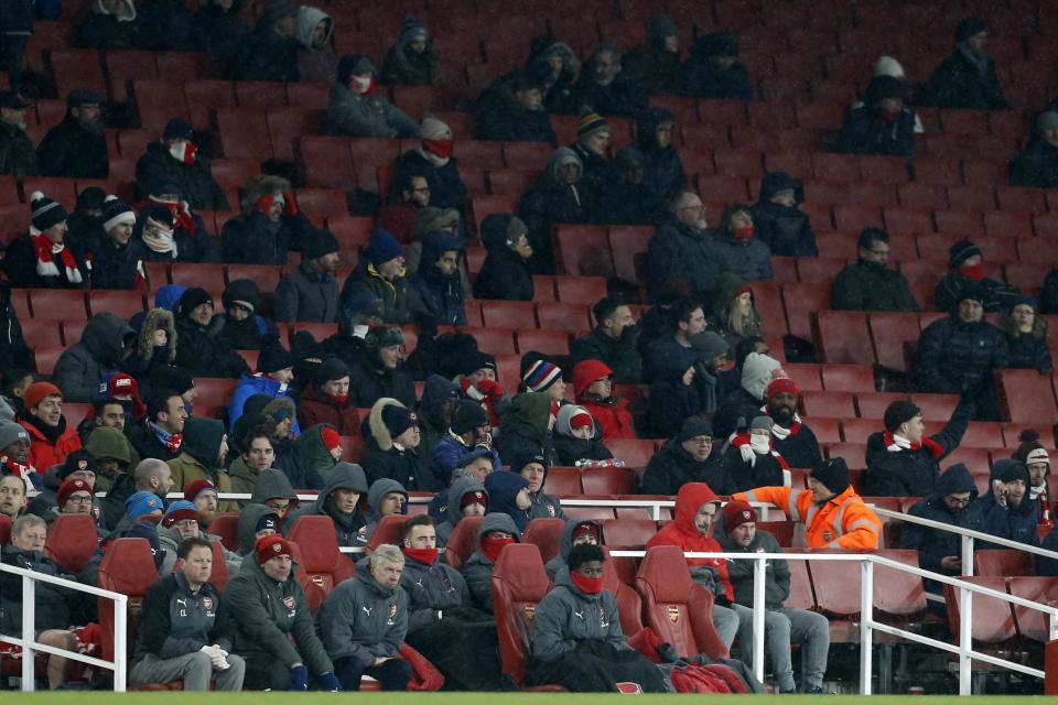 Empty Emirates | Wenger watches on as thousands stay away in a match against Manchester City: AFP/Getty Images