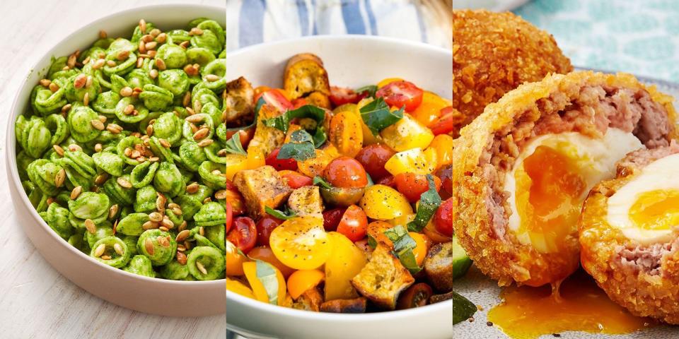 <p>Picnic weather is on the horizon, we can practically feel it! Which means we're on the hunt for a range delicious picnic foods. We're talking <a href="https://www.delish.com/uk/cooking/recipes/a30271400/pesto-pasta/" rel="nofollow noopener" target="_blank" data-ylk="slk:Avocado Pesto Pasta;elm:context_link;itc:0;sec:content-canvas" class="link ">Avocado Pesto Pasta</a>, <a href="https://www.delish.com/uk/cooking/recipes/a28840207/greek-salad-skewers-recipe/" rel="nofollow noopener" target="_blank" data-ylk="slk:Greek Salad Skewers;elm:context_link;itc:0;sec:content-canvas" class="link ">Greek Salad Skewers</a>, <a href="https://www.delish.com/uk/cooking/recipes/a34939649/blt-sushi-recipe/" rel="nofollow noopener" target="_blank" data-ylk="slk:BLT Sushi;elm:context_link;itc:0;sec:content-canvas" class="link ">BLT Sushi</a> and more. You know, the type of recipes that take a matter of minutes to make, are easy to transport (we don't want any spillages) and taste top-notch while you're sat under the sun. So, if, like us, you're majorly excited for picnic season and want to blow your friends and family away with some tasty (and original) picnic foods, then take a look at our favourite recipes now.</p><p>Oh, and since you're already planning a picnic, make sure you check out our favourites <a href="https://www.delish.com/uk/kitchen-accessories/g32627745/picnic-basket/" rel="nofollow noopener" target="_blank" data-ylk="slk:Picnic Baskets;elm:context_link;itc:0;sec:content-canvas" class="link ">Picnic Baskets</a>, <a href="https://www.delish.com/uk/food-news/g35612478/best-picnic-tables/" rel="nofollow noopener" target="_blank" data-ylk="slk:Picnic Tables;elm:context_link;itc:0;sec:content-canvas" class="link ">Picnic Tables</a> and <a href="https://www.delish.com/uk/kitchen-accessories/g36047094/best-picnic-blankets/" rel="nofollow noopener" target="_blank" data-ylk="slk:Picnic Blankets;elm:context_link;itc:0;sec:content-canvas" class="link ">Picnic Blankets</a> too. </p>