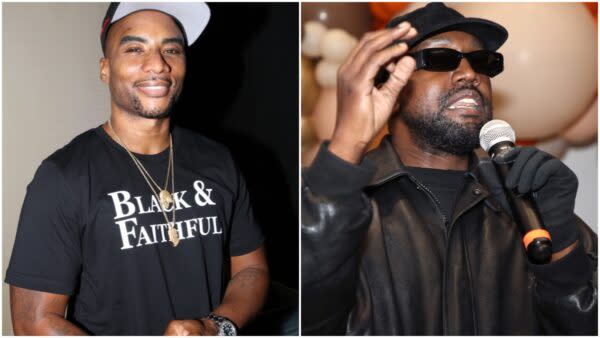 Charlamagne Tha God (L) and Kanye West (R). Photo by Robin L Marshall/Getty Images for AfroTech, David Livingston/Getty Images,