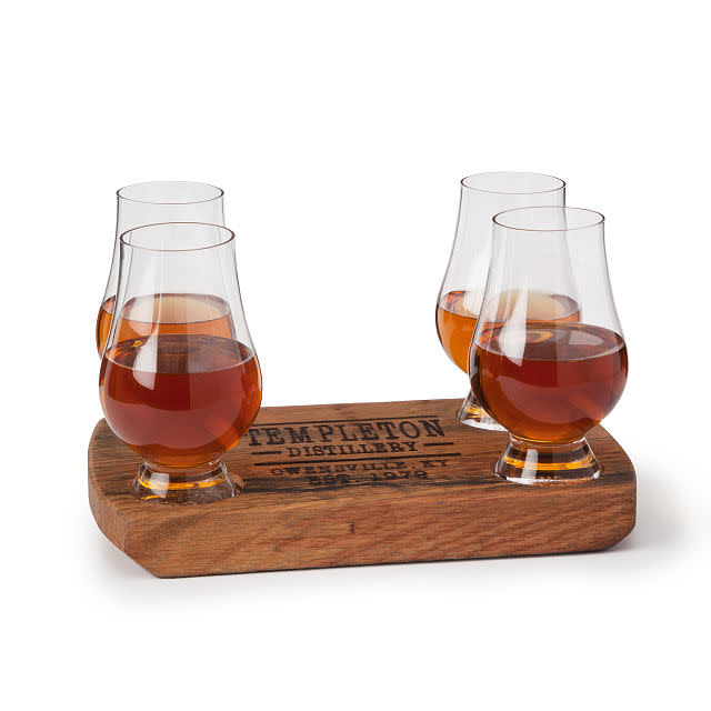 Bourbon barrel flight withglasses