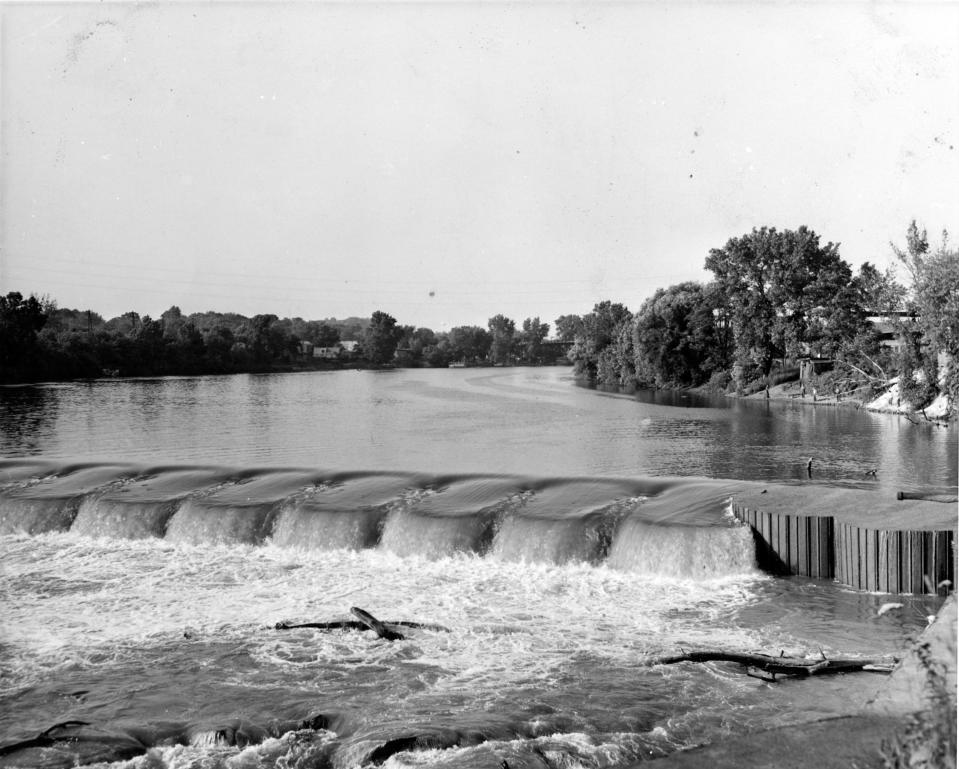 This photo shows the Muskingum River Lock and Dam #7 at McConnelsville in November of 1958. The dam was constructed in 1841 and reconstructed the year after this photo was taken. Now a new dam will be built downstream from the existing one.