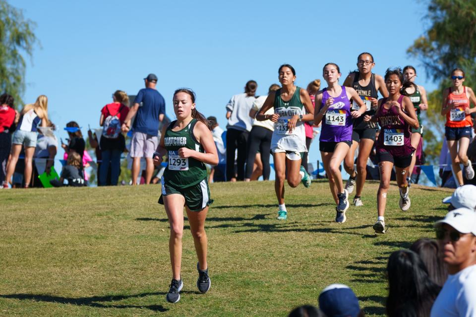 The Division 3 girls run in the AIA Cross Country Championships at Cave Creek Golf Course on Nov. 12, 2022 in Phoenix, AZ.