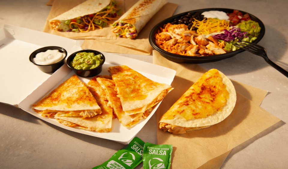 Taco Bell's new Cantina Chicken Menu includes the Cantina Chicken Quesadilla, Cantina Chicken Taco (soft or crispy), Cantina Chicken Bowl and Cantina Chicken Burrito.