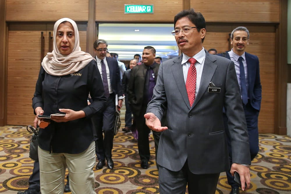 MACC chief commissioner Latheefa Koya (left) and MACC deputy chief commissioner of operations Datuk Seri Azam Baki (right) attend the Regional Workshop on Promoting Beneficial Ownership Transparency in Southeast Asia at Parkroyal Hotel in Kuala Lumpur July 22, 2019. — Picture by Yusof Mat Isa