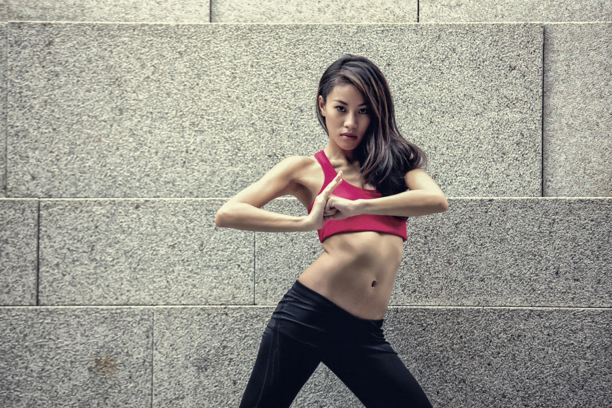 Young woman in Yoga and fitness poses