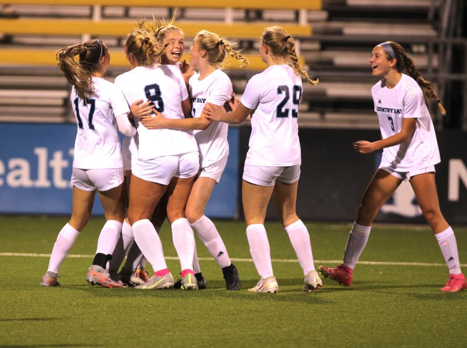 The Cincinnati Country Day girls soccer team won the 2023 Division III state championship. Under the proposed realignment model, it would move down to Division IV.