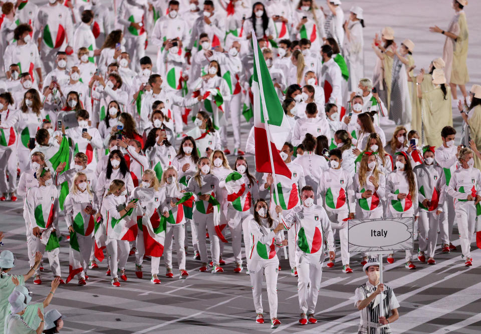 La delegración italiana en la ceremonia inaugural. (Photo by Patrick Smith/Getty Images)