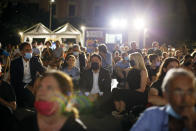 Giuseppe Conte e la compagna Olivia Paladino alla prima di Cinema America in Piazza San Cosimato, Roma.