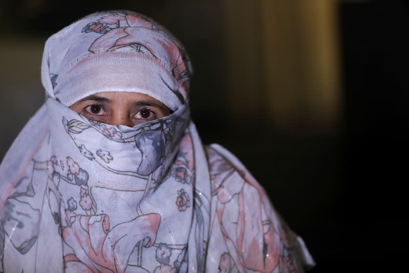 Hamida Khatun, a survivor of ethnic-based violence against the Rohingya minority in Myanmar, speaks during an interview at the Crowne Plaza Hotel in The Hague