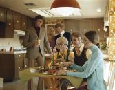 <p>Glass pendant lamps with those outrageously gigantic globes were the height of home kitchen fashion in the '70s, especially if they were orange. </p>