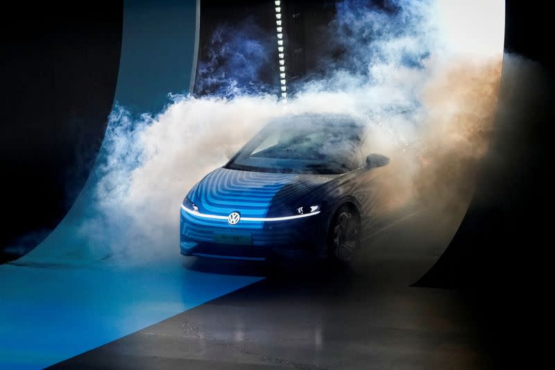 FILE PHOTO: Volkswagen premieres new ID.7 electric sedan, ahead of the Shanghai Auto Show