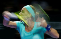 Tennis - Singapore WTA Finals Round Robin Singles - National Indoor Stadium, Singapore - 24/10/2016 - Svetlana Kuznetsova of Russia in action against Agnieszka Radwanska of Poland. REUTERS/Edgar Su